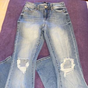 Fashion nova high rise ripped flare leg jeans